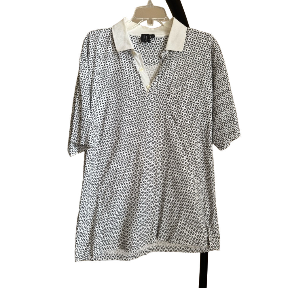 Dunhill Black White Geometric Polo Shirt